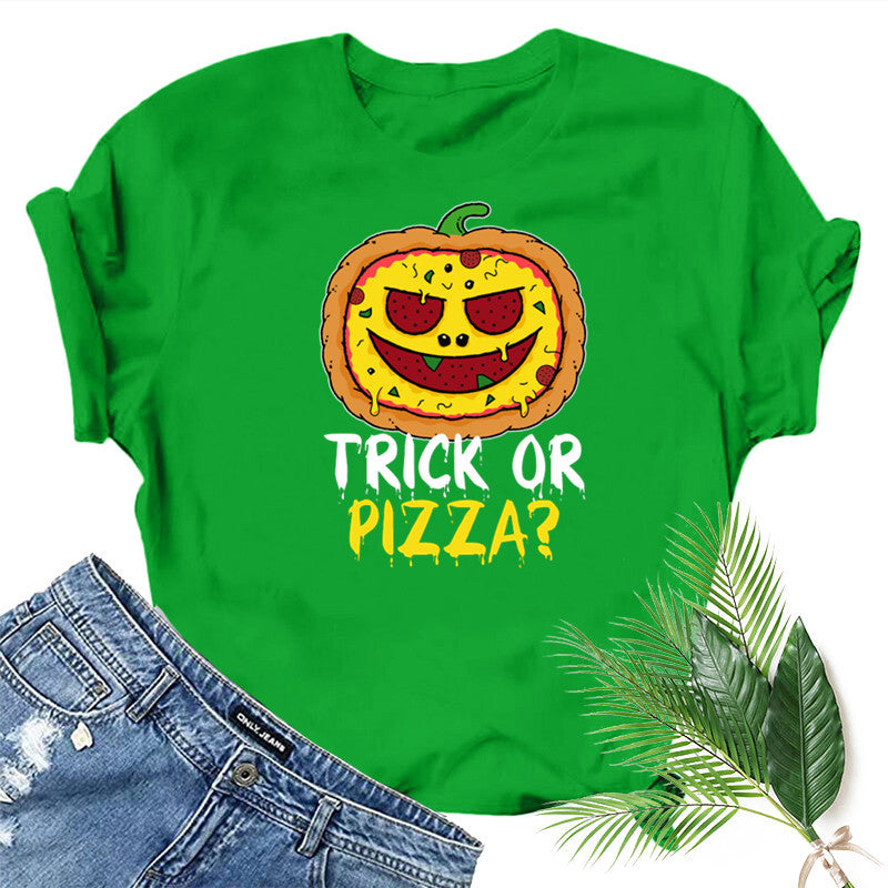 Halloween Costumes Pumpkin Head Smiley Face Pattern Printed Short Sleeve T-shirt