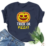 Halloween Costumes Pumpkin Head Smiley Face Pattern Printed Short Sleeve T-shirt