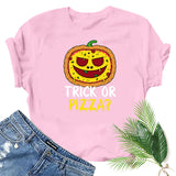 Halloween Costumes Pumpkin Head Smiley Face Pattern Printed Short Sleeve T-shirt