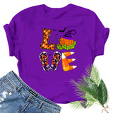 Halloween Costumes Love Pumpkin Fun Pattern Printed Short Sleeve T-shirt