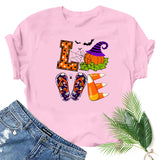 Halloween Costumes Love Pumpkin Fun Pattern Printed Short Sleeve T-shirt
