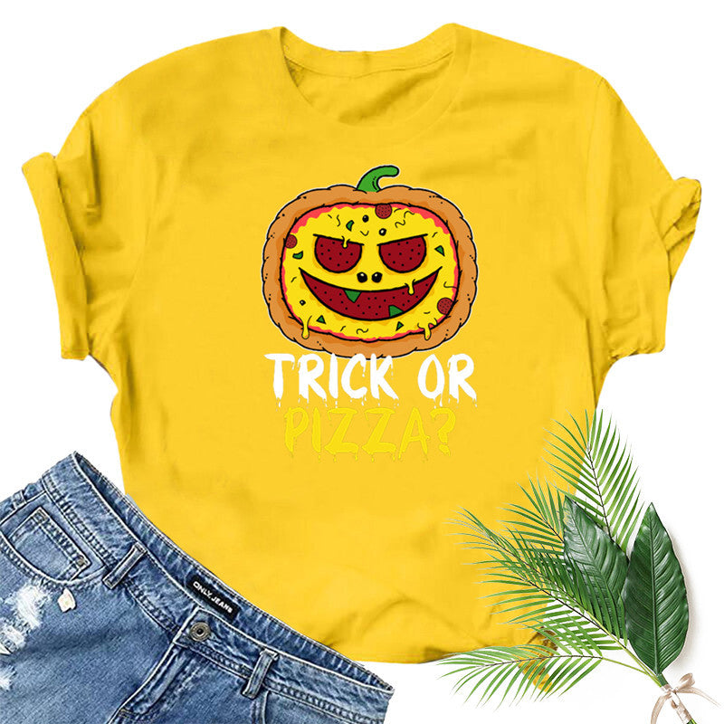 Halloween Costumes Pumpkin Head Smiley Face Pattern Printed Short Sleeve T-shirt