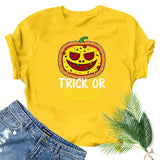 Halloween Costumes Pumpkin Head Smiley Face Pattern Printed Short Sleeve T-shirt