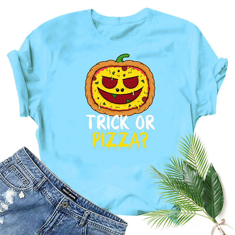 Halloween Costumes Pumpkin Head Smiley Face Pattern Printed Short Sleeve T-shirt