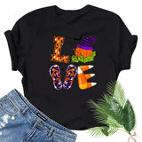 Halloween Costumes Love Pumpkin Fun Pattern Printed Short Sleeve T-shirt