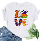 Halloween Costumes Love Pumpkin Fun Pattern Printed Short Sleeve T-shirt