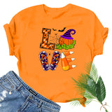 Halloween Costumes Love Pumpkin Fun Pattern Printed Short Sleeve T-shirt