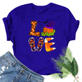 Halloween Costumes Love Pumpkin Fun Pattern Printed Short Sleeve T-shirt