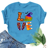 Halloween Costumes Love Pumpkin Fun Pattern Printed Short Sleeve T-shirt