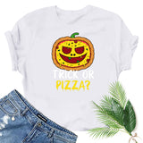 Halloween Costumes Pumpkin Head Smiley Face Pattern Printed Short Sleeve T-shirt