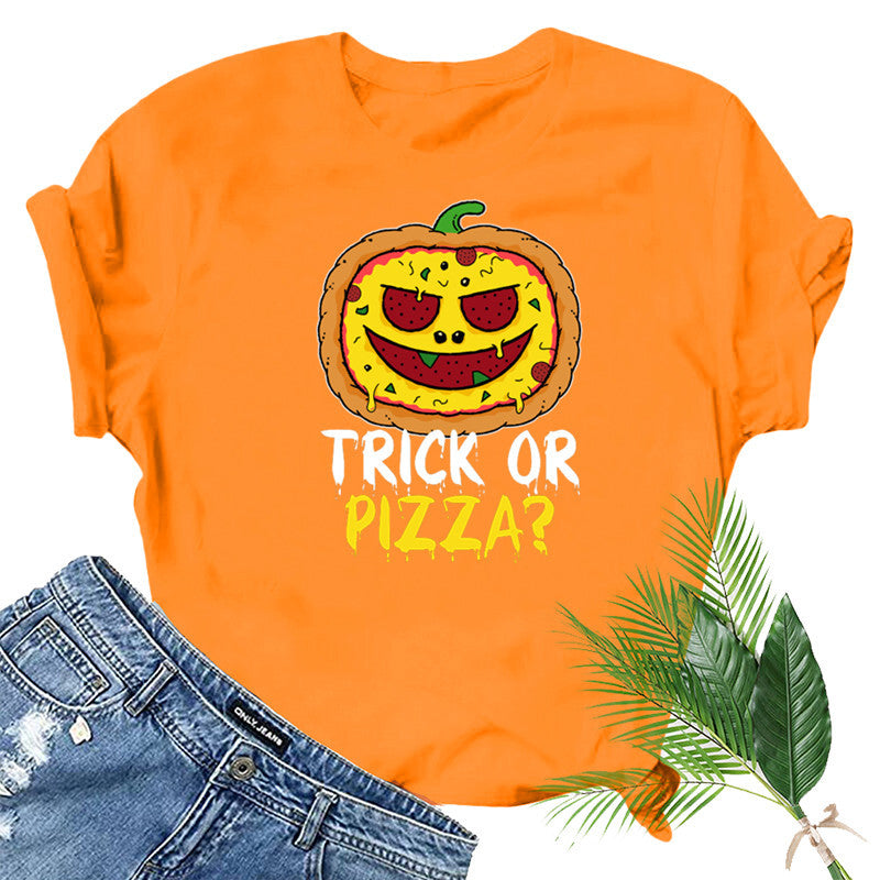 Halloween Costumes Pumpkin Head Smiley Face Pattern Printed Short Sleeve T-shirt