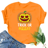 Halloween Costumes Pumpkin Head Smiley Face Pattern Printed Short Sleeve T-shirt