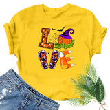 Halloween Costumes Love Pumpkin Fun Pattern Printed Short Sleeve T-shirt