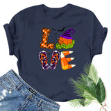 Halloween Costumes Love Pumpkin Fun Pattern Printed Short Sleeve T-shirt