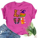 Halloween Costumes Love Pumpkin Fun Pattern Printed Short Sleeve T-shirt