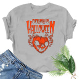 Halloween Costumes Pumpkin Smiley Face Printed Pattern Short Sleeve T-shirt