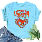 Halloween Costumes Pumpkin Smiley Face Printed Pattern Short Sleeve T-shirt