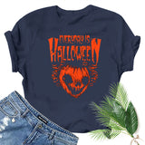 Halloween Costumes Pumpkin Smiley Face Printed Pattern Short Sleeve T-shirt