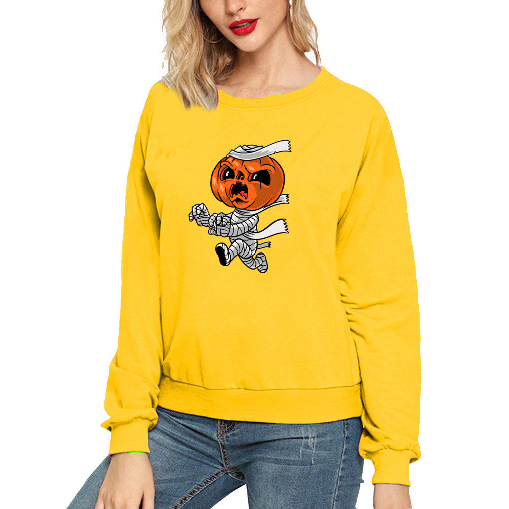 Halloween Costumes Printed Long Sleeve Capless round Neck Sweatshirt