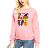 Halloween Costumes Love Fun Pattern Printed Long Sleeve Capless round Neck Sweater