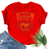 Halloween Costumes Pumpkin Smiley Face Printed Pattern Short Sleeve T-shirt