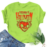 Halloween Costumes Pumpkin Smiley Face Printed Pattern Short Sleeve T-shirt