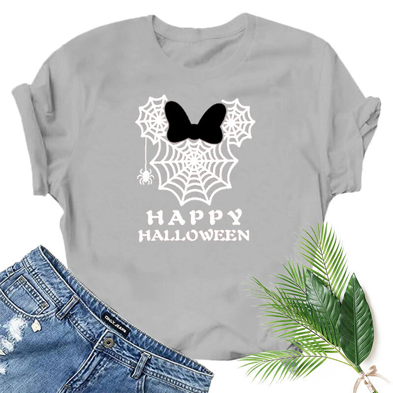Halloween Costumes Spider Web Printed Short Sleeve T-shirt