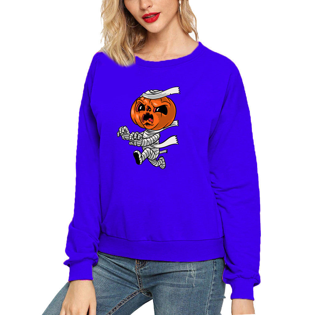 Halloween Costumes Printed Long Sleeve Capless round Neck Sweatshirt