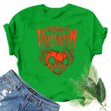 Halloween Costumes Pumpkin Smiley Face Printed Pattern Short Sleeve T-shirt