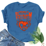 Halloween Costumes Pumpkin Smiley Face Printed Pattern Short Sleeve T-shirt
