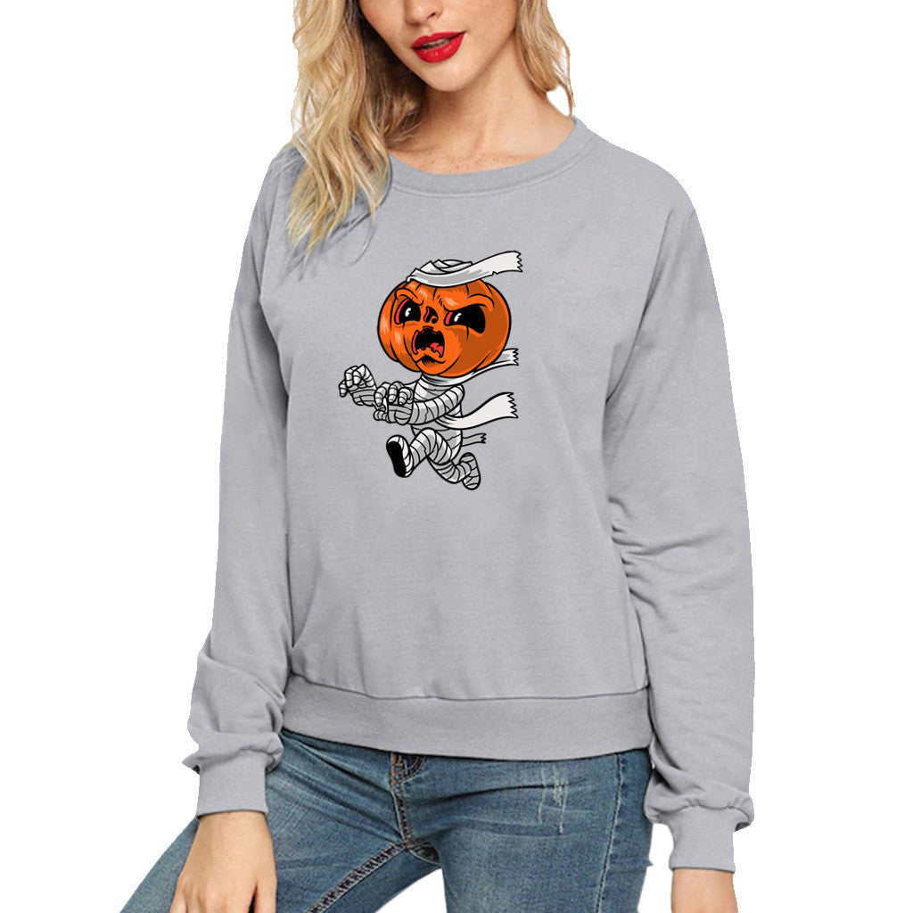 Halloween Costumes Printed Long Sleeve Capless round Neck Sweatshirt
