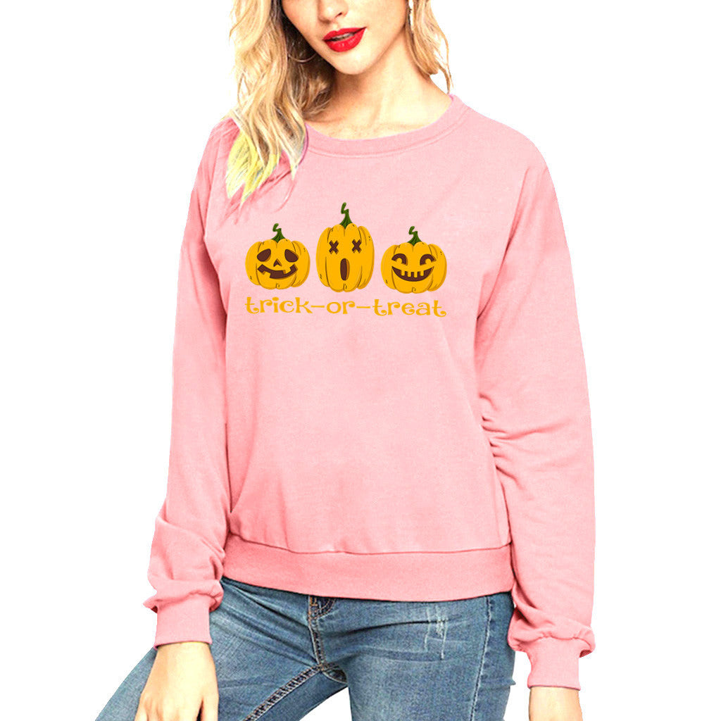 Halloween Costumes Pumpkin Smiley Printed Long Sleeve Capless round Neck Sweater