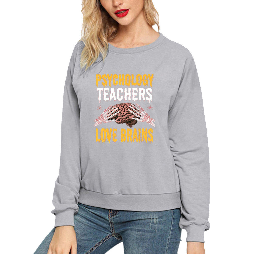 Halloween Costumes Fun Pattern Printed Long Sleeve Capless round Neck Sweater