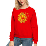Halloween Costumes Sunflower Pumpkin Smiley Face Printed Long Sleeve Capless round Neck Sweater
