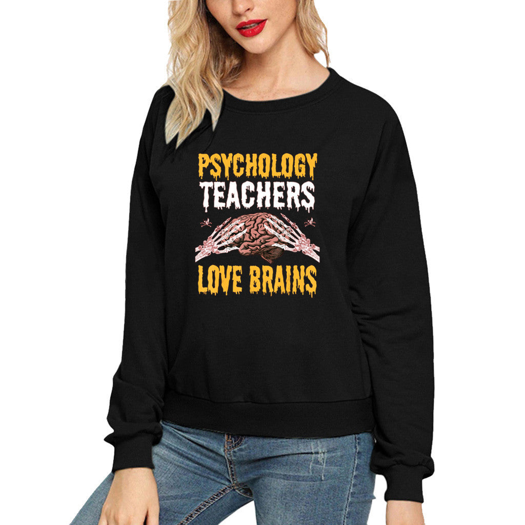 Halloween Costumes Fun Pattern Printed Long Sleeve Capless round Neck Sweater