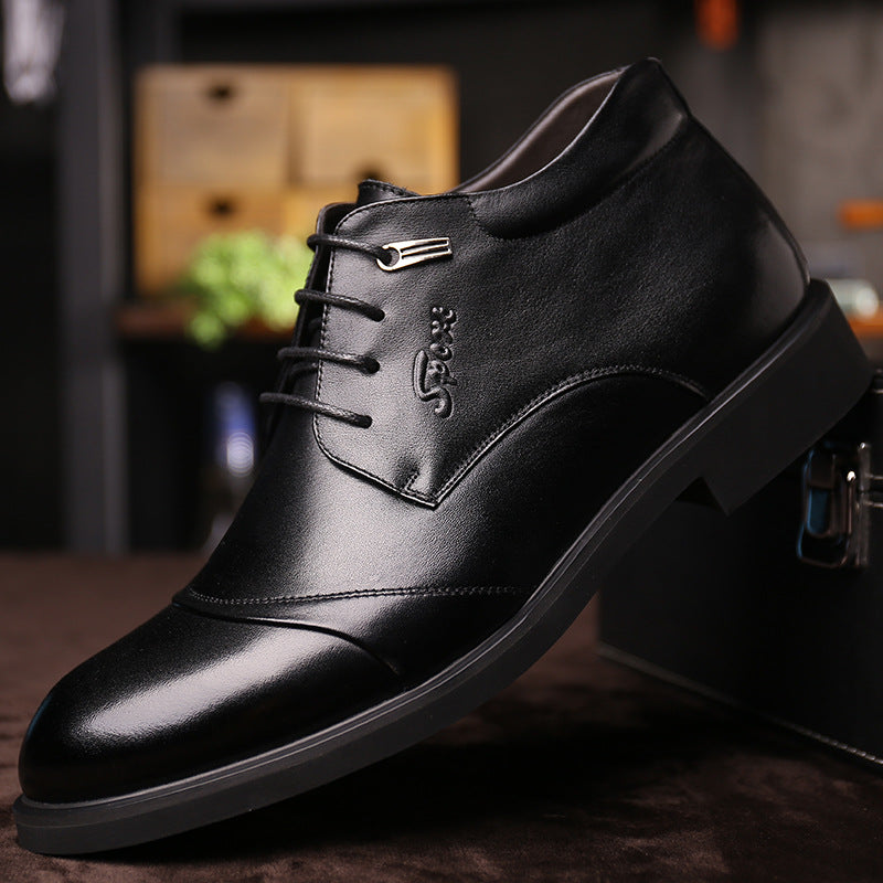 Men's Dress Shoes Classic Leather Oxfords Casual Cushioned Loafer plus Velvet