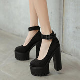 Platform Heels for Women White Chunky Heels Thick Bottom Waterproof Sandals