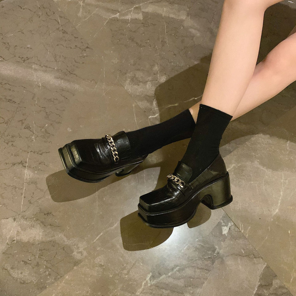 Platform Heels for Women Mona Chain Chunky Heel Retro Platform