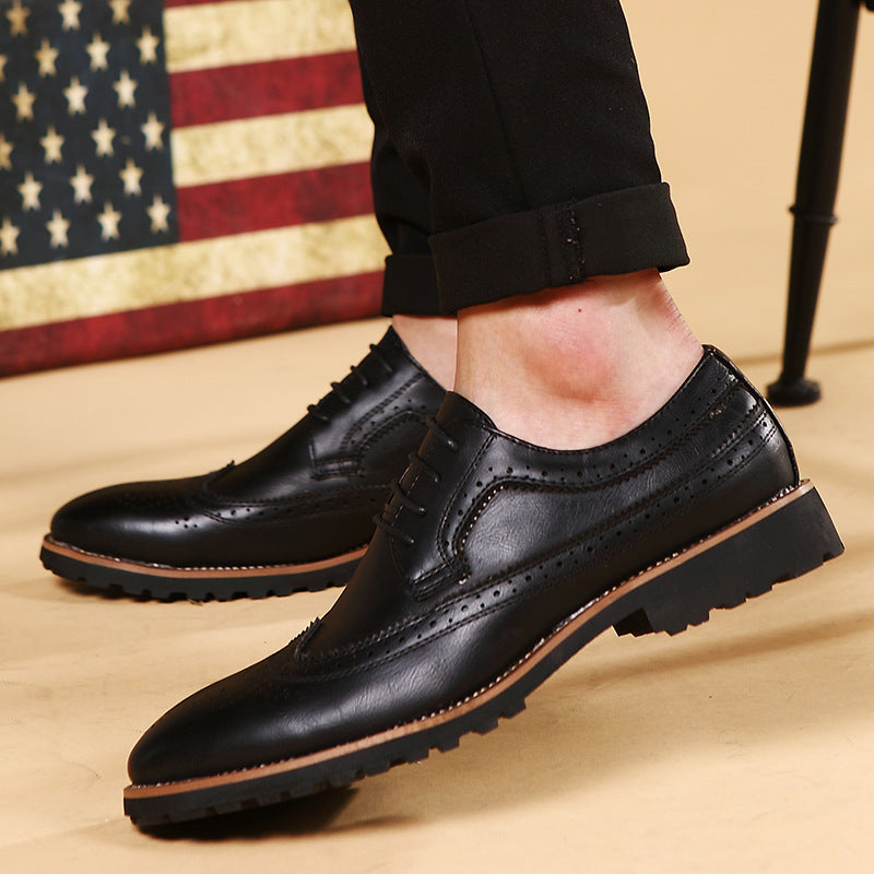 Men's Dress Shoes Classic Leather Oxfords Casual Cushioned Loafer Summer Leisure Retro Business Shoes