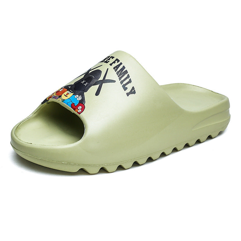 Mens Slide Summer Slippers Men'S Shoes Sesame Street Graffiti Casual Slippers