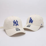 Dodgers and Yankees Baseball Cap 47brand Baseball Cap Women's Embroidered Beige Casual Hat Thin