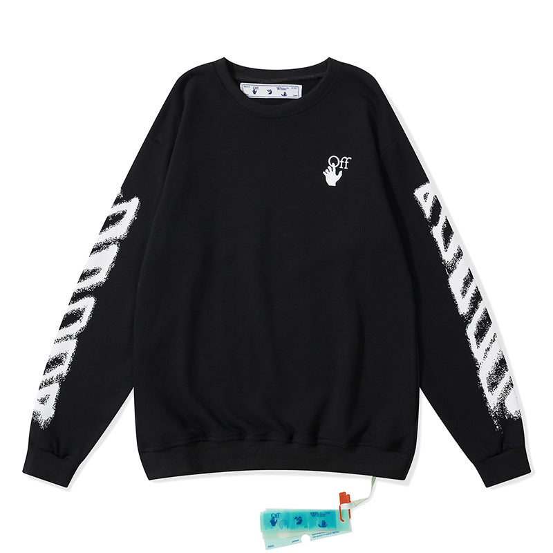 Off White Sweatshirts Arrow Print Casual Men And Women Loose Sweater