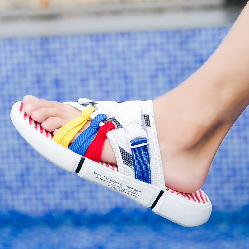 Beach Slides Summer Sports Slippers Sandals Indoor Breathable Home Shoes Non-Slip Men's Casual Beach Shoes