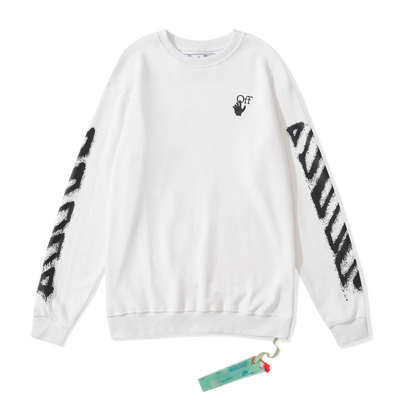 Off White Sweatshirts Arrow Print Casual Men And Women Loose Sweater