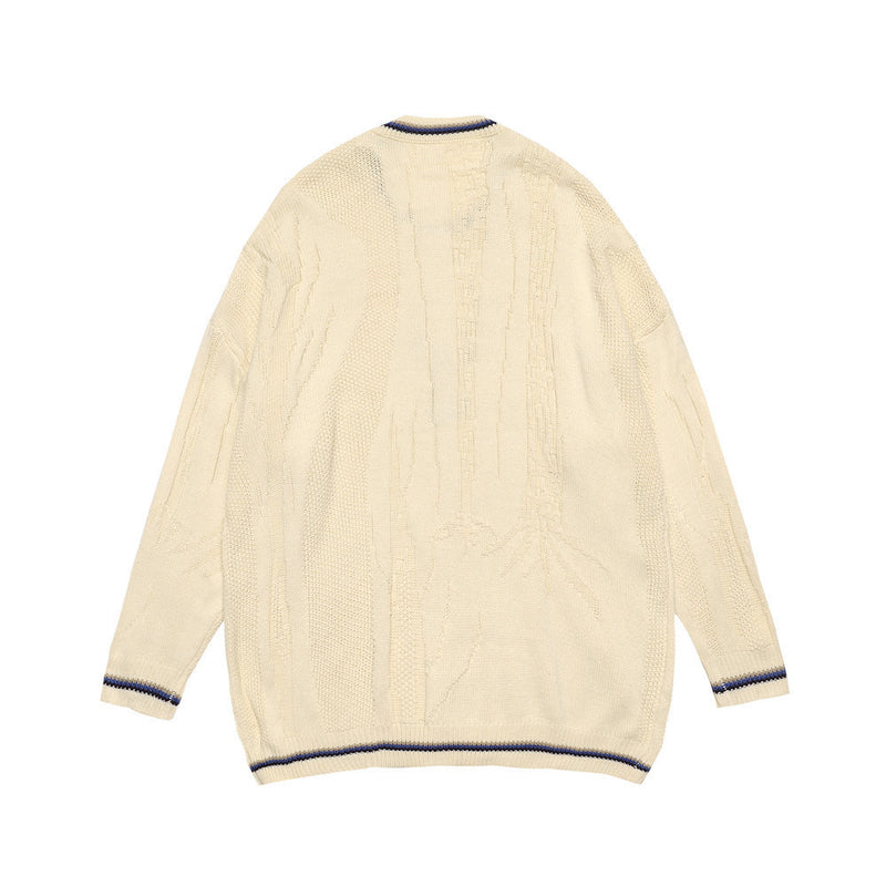 Men Sweater Deer Head Embroidered Knitted Sweater Men's Loose round Neck Sweater