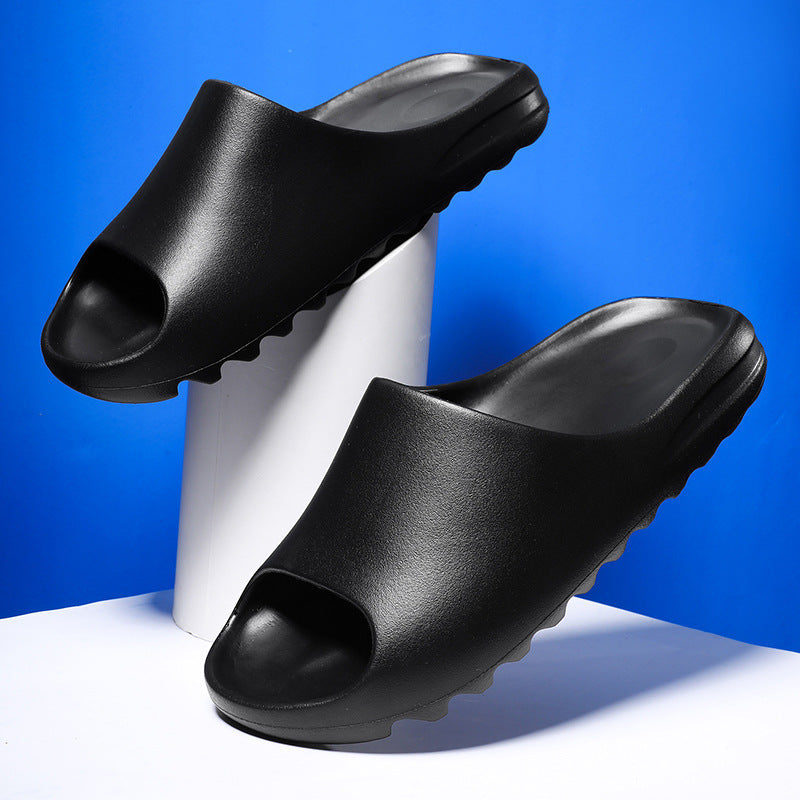 Mens Slide Summer Slippers Peep Toe Couple Sandals Fashionable Breathable Outdoor Beach Shoes