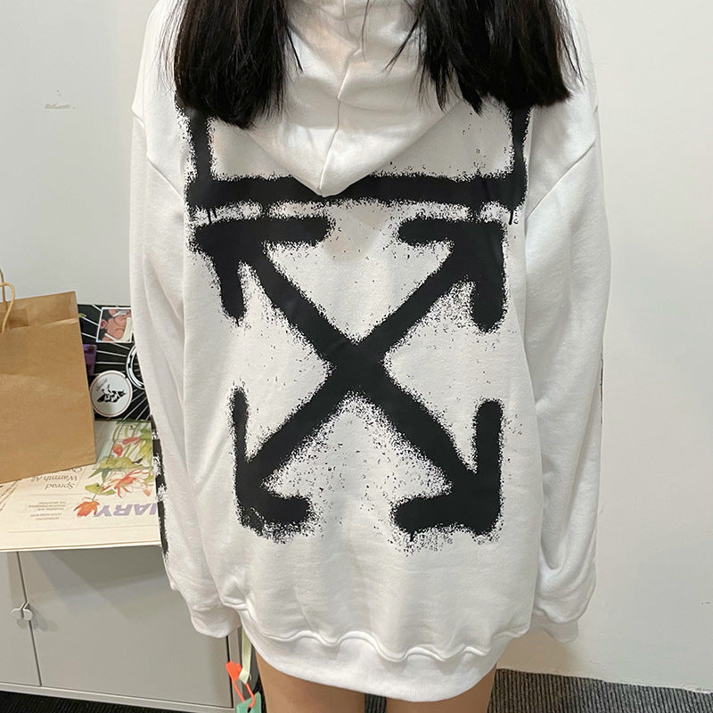 off White Hoodie Printed Loose Casual Hooded Sweater Jacket