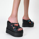 Platform Heels for Women Summer Fashion Thick Bottom Rose Word White Sandals