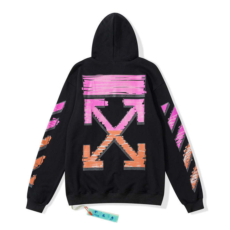 off White Hoodie Chalk Arrow Hooded Sweater Baggy Coat