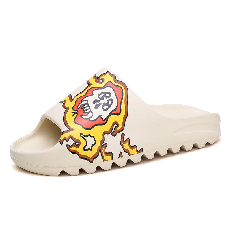 Mens Slide Large Size Summer Slippers Peep Toe Couple Sandals Fashionable Breathable Outdoor Beach Shoes